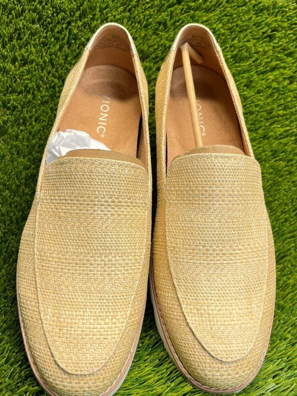 Vionic Kensley Womens Size 11D Beige Casual Slip On Woven Raffia Loafer Flats - Picture 5 of 10